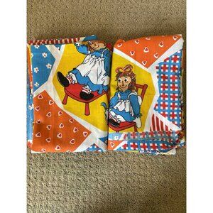 2 Vintage Raggedy Ann and Andy Twin Flat Sheet Top Pacific Patchwork 63x104 Flaw
